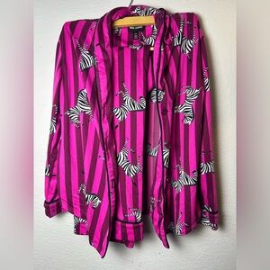 Room Service women’s pink striped zebra patterned pajamas sleepwear set